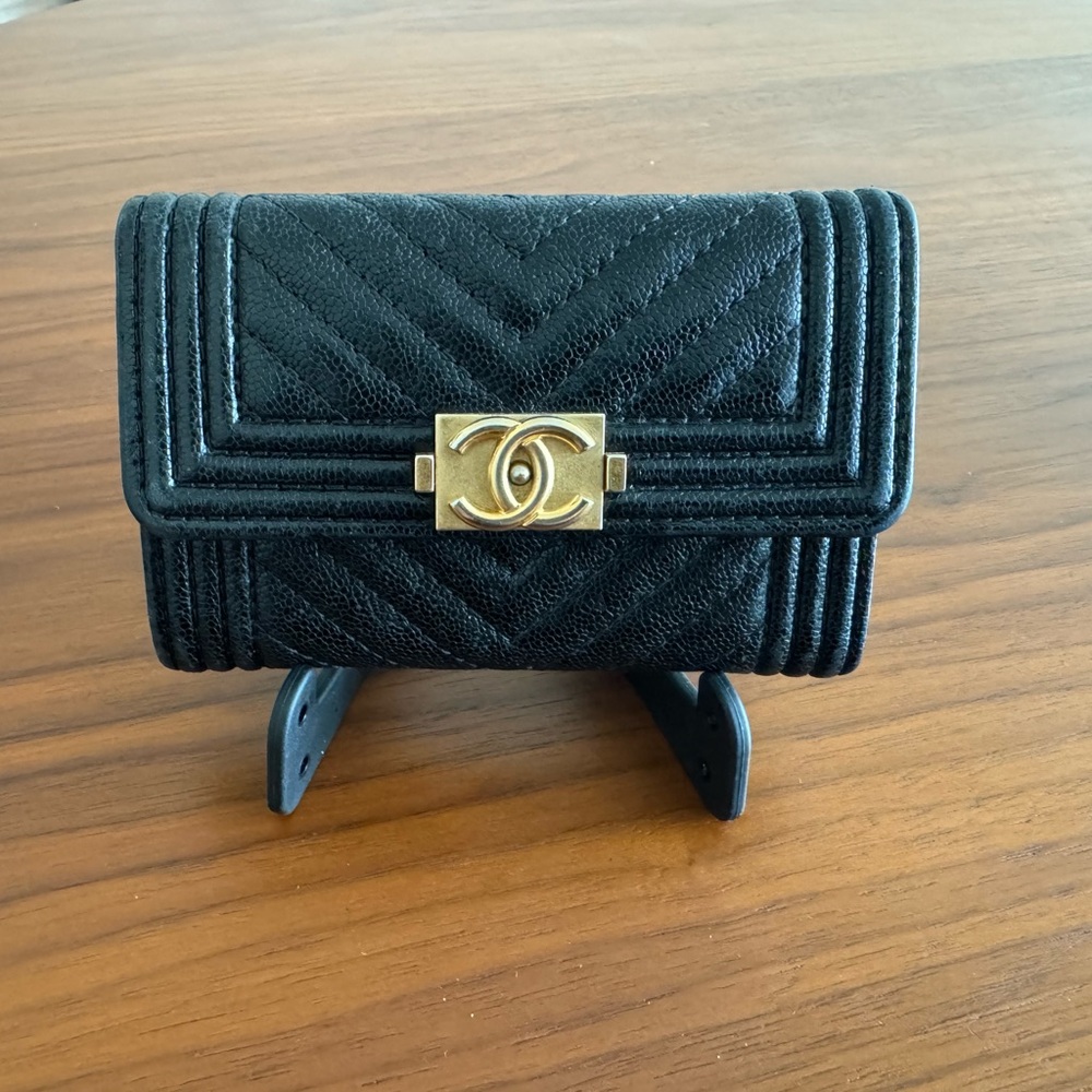 Chanel Boy Chevron Card Case